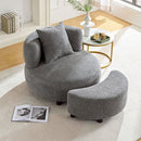 Walker Edison | Modern Teddy Cloud Accent Chair with Ottoman