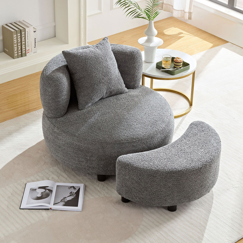 Walker Edison | Modern Teddy Cloud Accent Chair with Ottoman