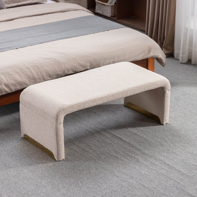 Walker Edison | Boucle Ottoman Footstool Bench