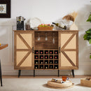 Walker Edison | Rattan Barn Door Bar Cabinet