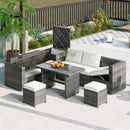 Walker Edison | Outdoor 6-Piece Wicker Storage Sofa Set