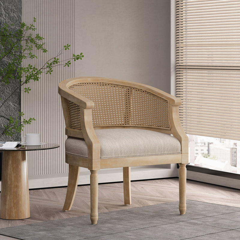 Walker Edison | Rattan Curved Back Accent Chair