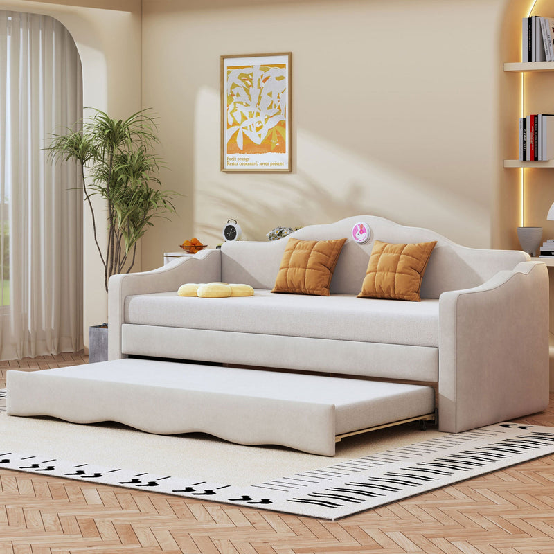 Walker Edison | Twin Upholstered Daybed with Trundle