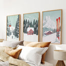 Ski Lifts, Cozy Cabin, and Snowy Peaks Wall Art by Wall Art Set
