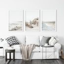 3 Piece Coastal Landscape. Waves, Surfers, Beach Pathway by Wall Art Set