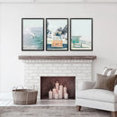 California Wall Art. Surfers on the Waves, Yellow Van, Lifeguard by Wall Art Set