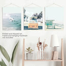 California Wall Art. Surfers on the Waves, Yellow Van, Lifeguard by Wall Art Set