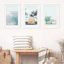 California Wall Art. Surfers on the Waves, Yellow Van, Lifeguard by Wall Art Set