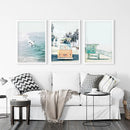 California Wall Art. Surfers on the Waves, Yellow Van, Lifeguard by Wall Art Set