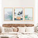California Wall Art. Surfers on the Waves, Yellow Van, Lifeguard by Wall Art Set