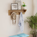 Wall Hooks with Shelf 31.5inch Wooden Coat Rack with 6 Hooks for Hats Towels Purses Robes by LJGDeals