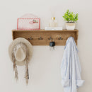 Wall Hooks with Shelf 31.5inch Wooden Coat Rack with 6 Hooks for Hats Towels Purses Robes by LJGDeals