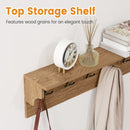 Wall Hooks with Shelf 31.5inch Wooden Coat Rack with 6 Hooks for Hats Towels Purses Robes by LJGDeals