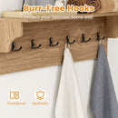 Wall Hooks with Shelf 31.5inch Wooden Coat Rack with 6 Hooks for Hats Towels Purses Robes by LJGDeals