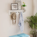 Wall Hooks with Shelf 31.5inch Wooden Coat Rack with 6 Hooks for Hats Towels Purses Robes by LJGDeals