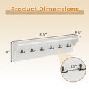 Wall Hooks with Shelf 31.5inch Wooden Coat Rack with 6 Hooks for Hats Towels Purses Robes by LJGDeals