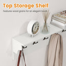 Wall Hooks with Shelf 31.5inch Wooden Coat Rack with 6 Hooks for Hats Towels Purses Robes by LJGDeals