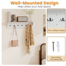 Wall Hooks with Shelf 31.5inch Wooden Coat Rack with 6 Hooks for Hats Towels Purses Robes by LJGDeals
