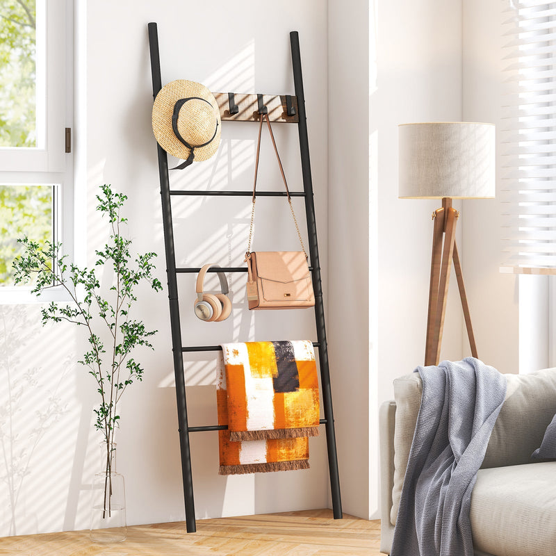 Wall-Leaning Decorative Blanket Holder with 5 Removable Hooks, photo 7 of 8
