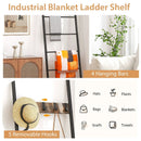 Wall-Leaning Decorative Blanket Holder with 5 Removable Hooks by LJGDeals