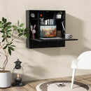 Wall-Mount Folding Desk with Storage Shelves and Drawer