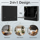 Wall-Mount Folding Desk with Storage Shelves and Drawer