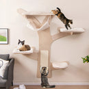 Wall-Mounted Cat Tower with Hammock Platforms and Sisal Scratching Mat-Natural by LJGDeals
