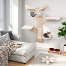Wall-Mounted Cat Tower with Hammock Platforms and Sisal Scratching Mat-Natural by LJGDeals