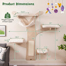 Wall-Mounted Cat Tower with Hammock Platforms and Sisal Scratching Mat-Natural by LJGDeals