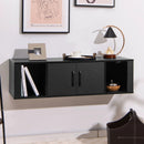 Wall Mounted Floating 2 Door Desk Hutch Storage Shelves by LJGDeals