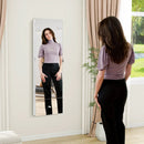 Wall Mounted Jewelry Armoire Organizer with Full-Length Frameless Mirror-White by LJGDeals