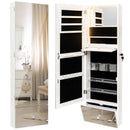 Wall Mounted Jewelry Armoire Organizer with Full-Length Frameless Mirror-White by LJGDeals