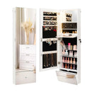 Wall Mounted Jewelry Armoire Organizer with Full-Length Frameless Mirror-White by LJGDeals