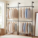 Wall Mounted Pipe Clothing Rack with 4 Hanging Rods by DirectDeals