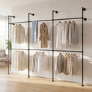 Wall Mounted Pipe Clothing Rack with 6 Hanging Rods by DirectDeals
