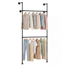Wall Mounted Pipe Clothing Rack with 2 Hanging Rods by LJGDeals