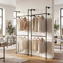 Wall Mounted Pipe Clothing Rack with 2 Hanging Rods by DirectDeals