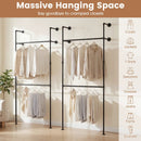 Wall Mounted Pipe Clothing Rack with 2 Hanging Rods by DirectDeals