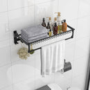Wall Mounted Towel Shelf with Adjustable Towel Bar and Movable Hooks No Assembly Required by LJGDeals