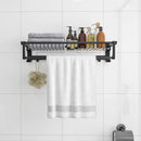 Wall Mounted Towel Shelf with Adjustable Towel Bar and Movable Hooks No Assembly Required by LJGDeals