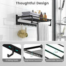 Wall Mounted Towel Shelf with Adjustable Towel Bar and Movable Hooks No Assembly Required by LJGDeals