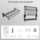 Wall Mounted Towel Shelf with Adjustable Towel Bar and Movable Hooks No Assembly Required by LJGDeals
