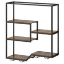 Wall Mounted Wine Rack 6-Tier Hanging Bar Shelf with Bottle Display Shelf and Glass Holder-Rustic Brown by LJGDeals