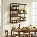 Wall Mounted Wine Rack 6-Tier Hanging Bar Shelf with Bottle Display Shelf and Glass Holder-Rustic Brown by LJGDeals