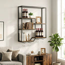 Wall Mounted Wine Rack 6-Tier Hanging Bar Shelf with Bottle Display Shelf and Glass Holder-Rustic Brown by LJGDeals