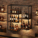 Wall Mounted Wine Rack 6-Tier Hanging Bar Shelf with Bottle Display Shelf and Glass Holder-Rustic Brown by LJGDeals