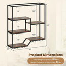 Wall Mounted Wine Rack 6-Tier Hanging Bar Shelf with Bottle Display Shelf and Glass Holder-Rustic Brown by LJGDeals