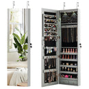 Wall and Door Mounted Mirrored Jewelry Cabinet with Lights