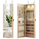 Wall and Door Mounted Mirrored Jewelry Cabinet with Lights