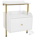Wall-mounted Nightstand with LED Lights and Charging Station for Bedroom by LJGDeals